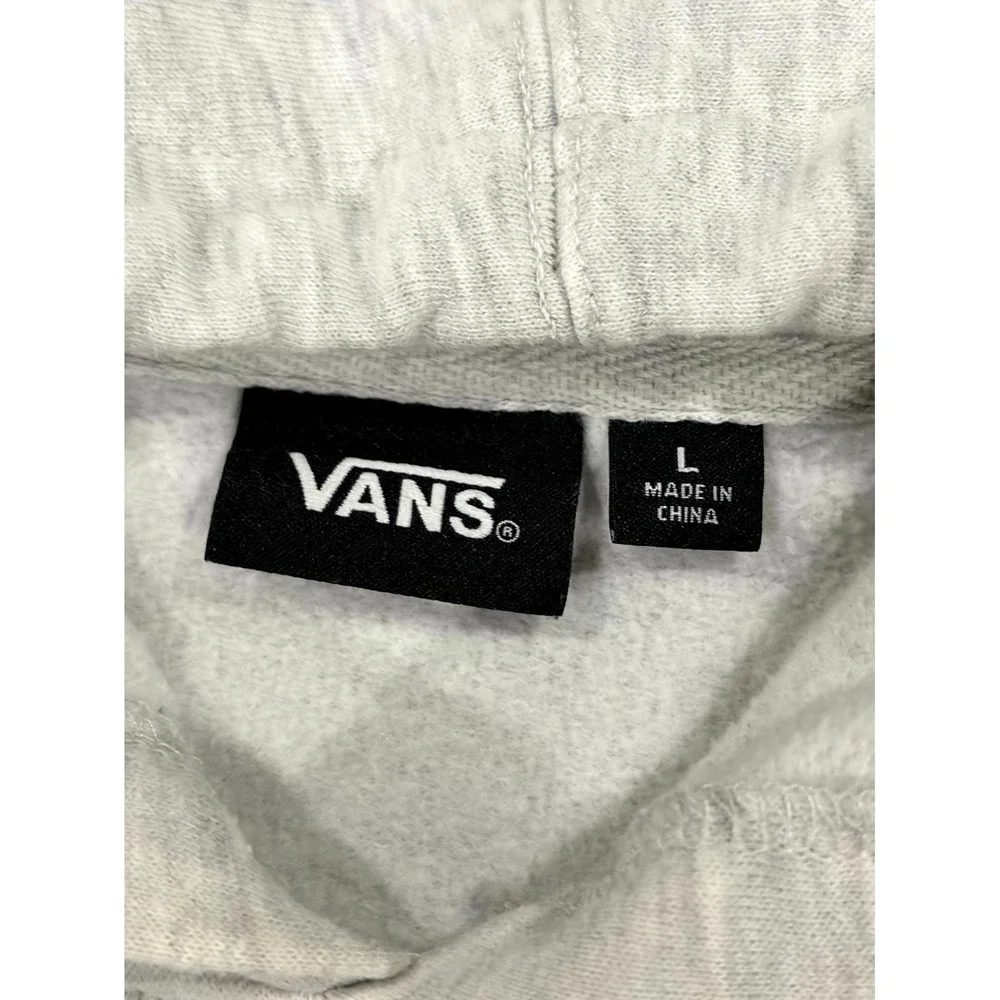 Vans of the Wall Hoodie Mens Large Heather Gray Logo Fleece Lined Cotton Winter